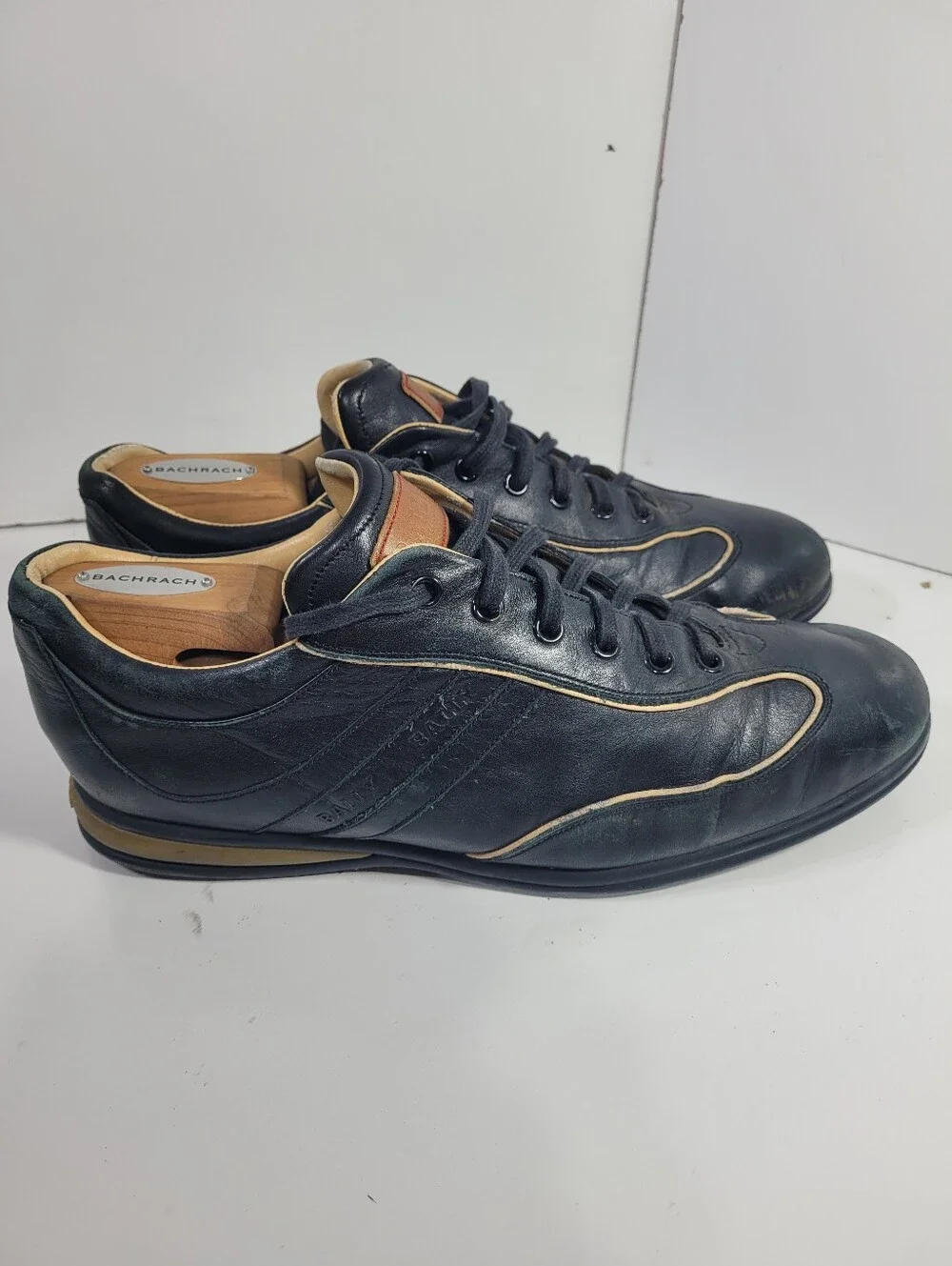 Bally Switzerland Men’s Black Leather Bowling Shoes Sneakers Low Top Size 10.5